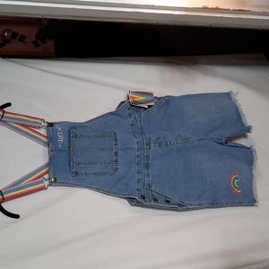 Adult Rainbow Shortalls - Light Wash - Size S - New With Tags